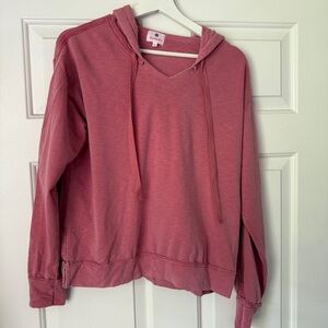 Sundry Sz 2 (M) Pink Cropped Hoodie Drawstring Pullover